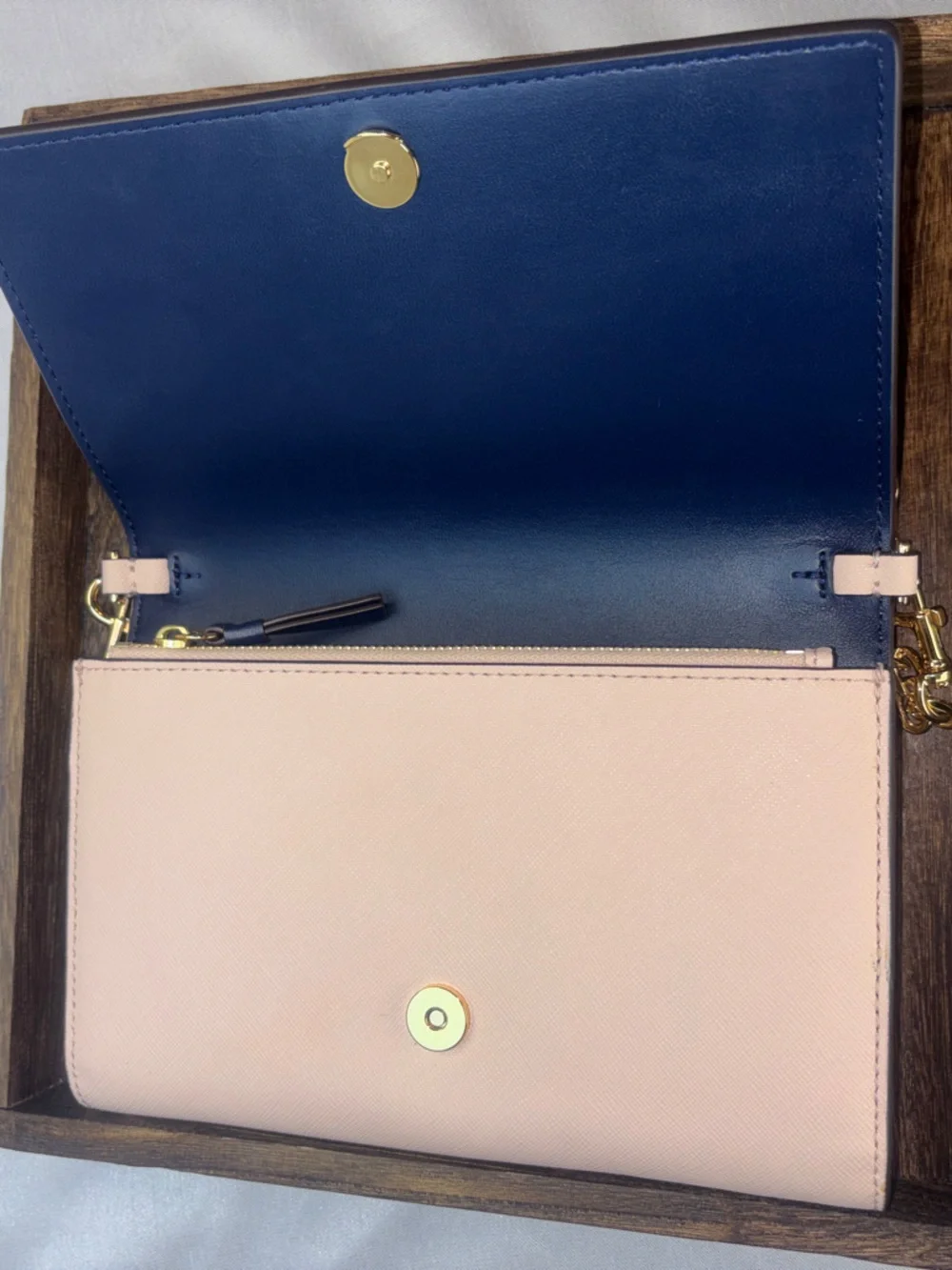Tory Burch Blush Pink Saffiano Leather Chain Crossbody